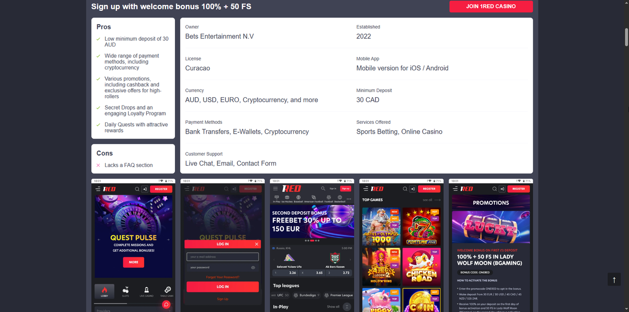 1Red Casino – Oficiali Kazino Apžvalga 2026 Casino